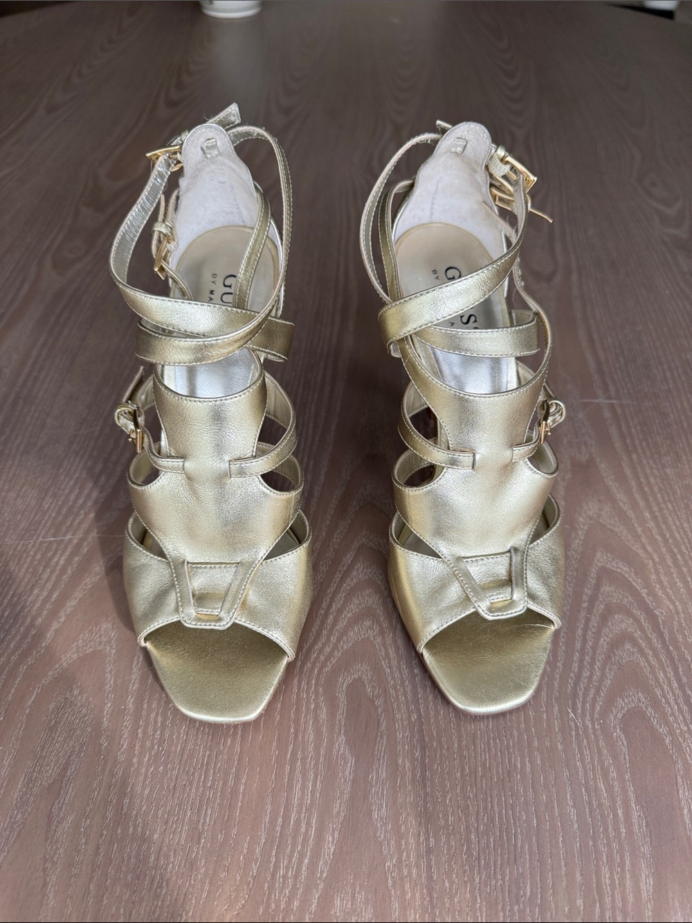 Gold Strappy High-Heel Sandals - Women